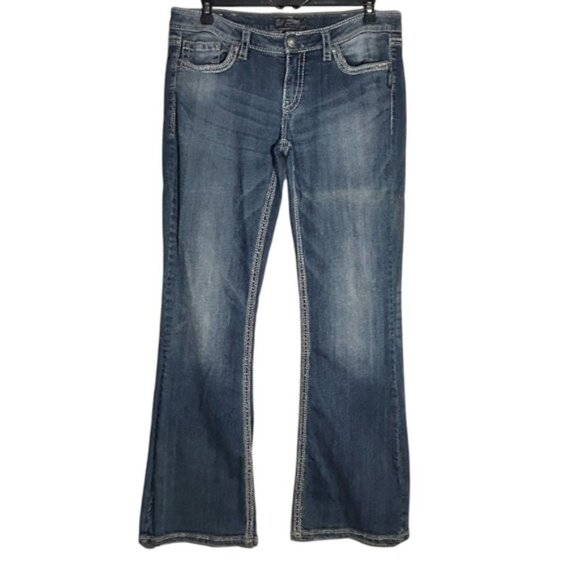 Silver Women's Lola Denim Flare Jeans TALL Y2K Size 34 x 35 - Picture 1 of 6